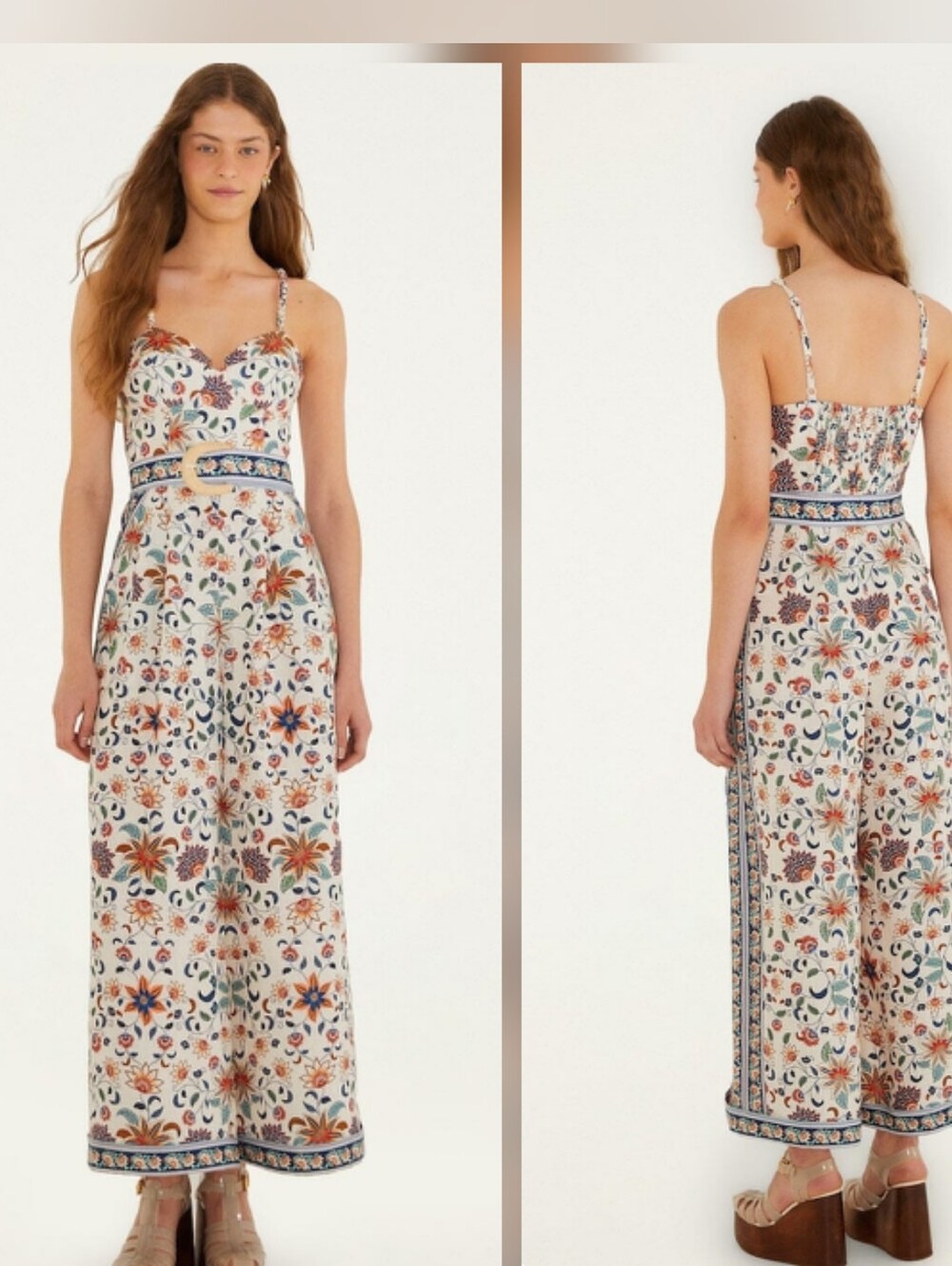 Farm Rio Floral Delhi Tapestry Belted Jumpsuit